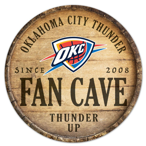 Oklahoma City Thunder Sign Wood 14 Inch Round Barrel Top Design Special Order