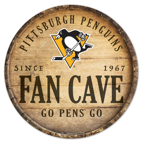 Pittsburgh Penguins Sign Wood 14 Inch Round Barrel Top Design Special Order