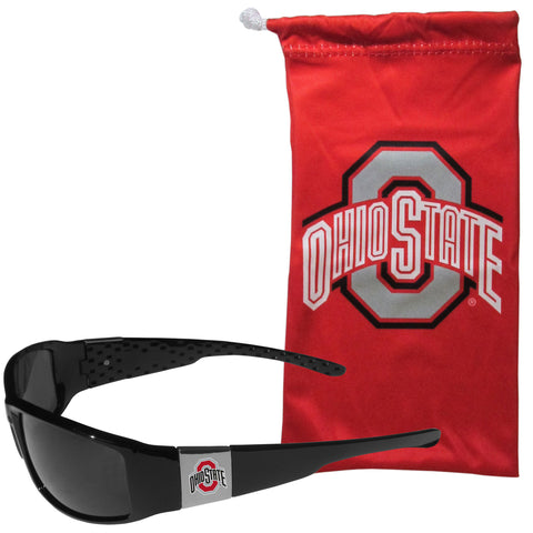 Ohio State Buckeyes   Chrome Wrap Sunglasses and Bag 