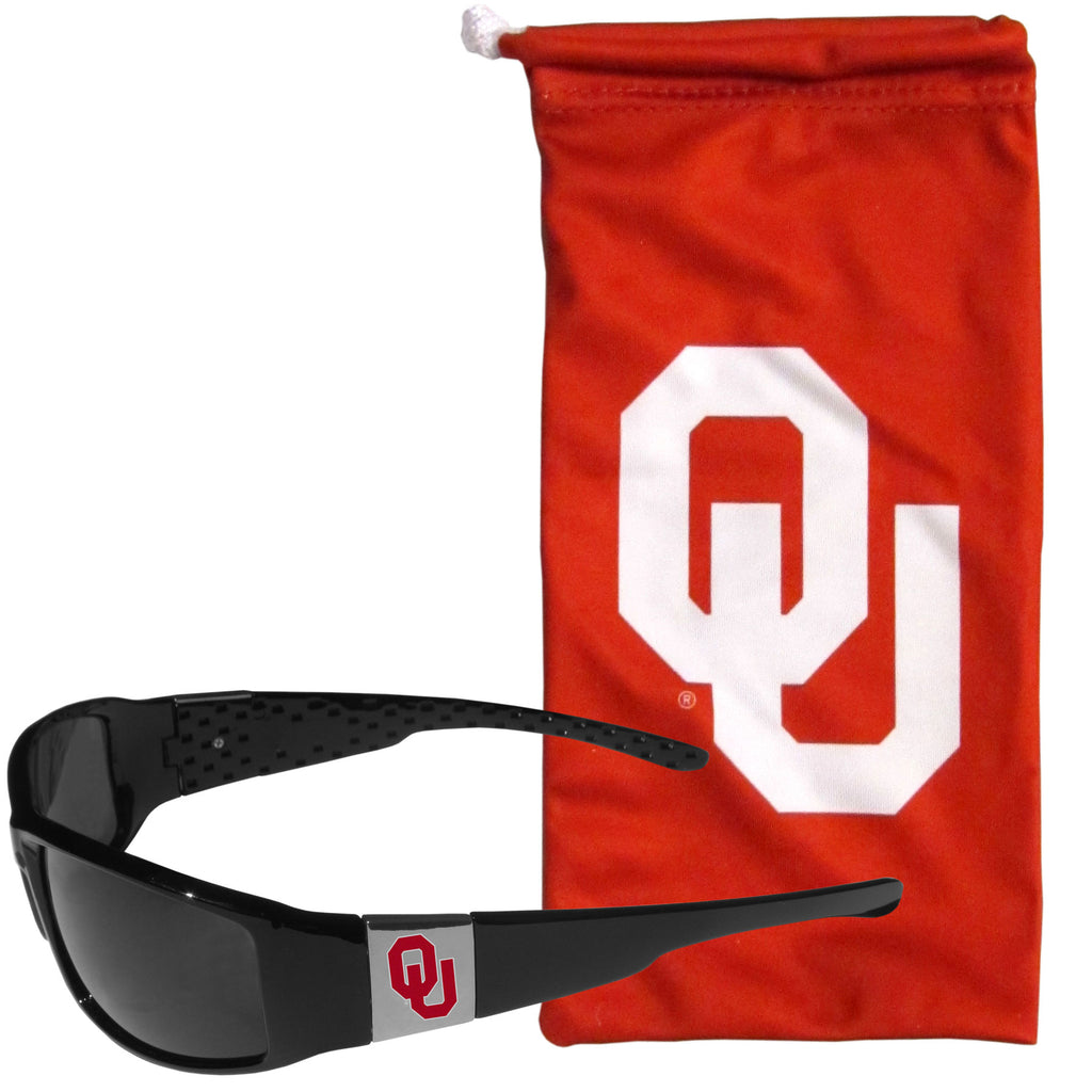 Oklahoma Sooners   Chrome Wrap Sunglasses and Bag 