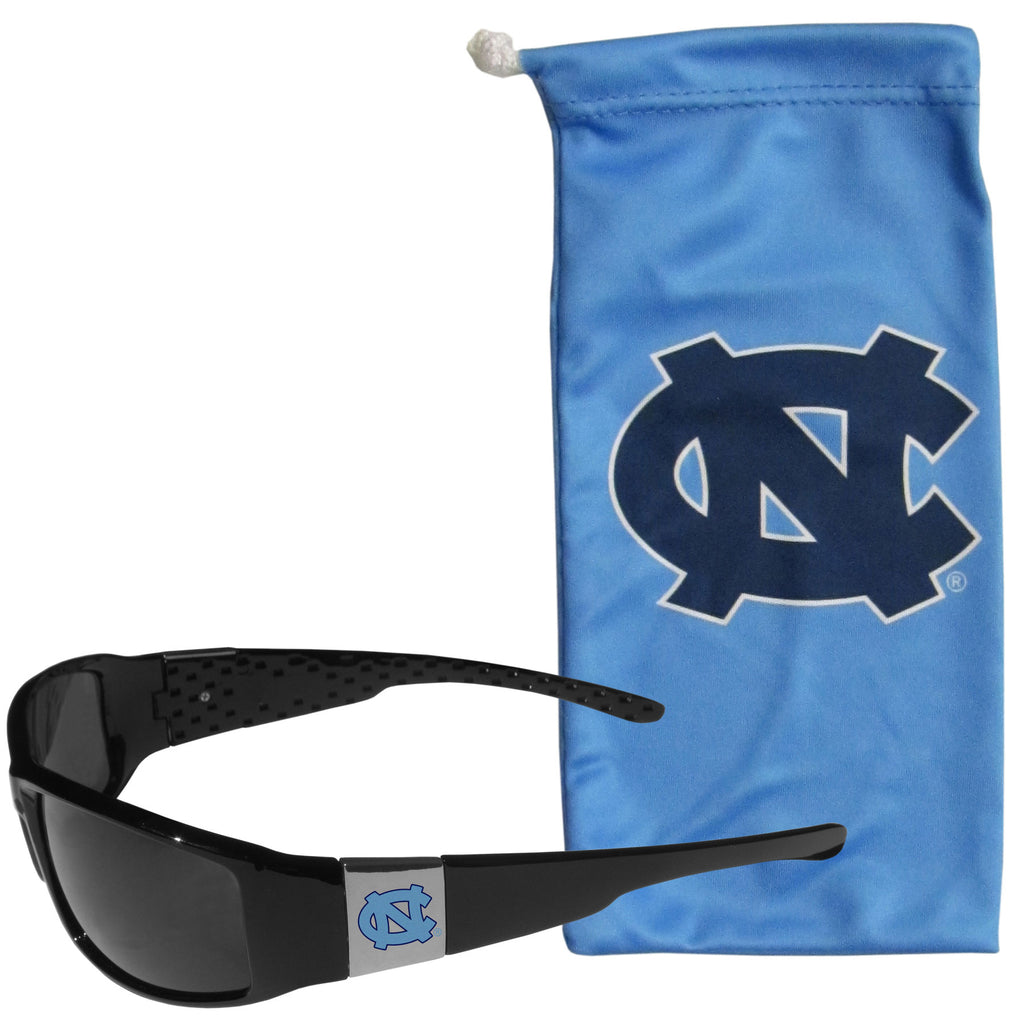 North Carolina Tar Heels   Chrome Wrap Sunglasses and Bag 