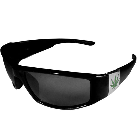  Pot Leaf Chrome Wrap Sunglasses - Std