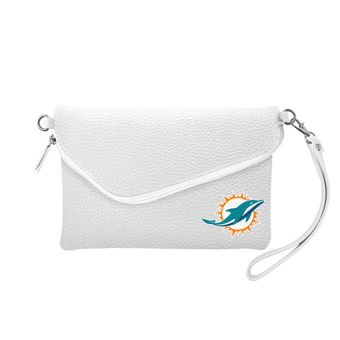 Miami Dolphins Fold Over Crossbody Pebble - White