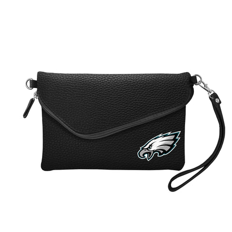 Philadelphia Eagles Fold Over Crossbody Pebble - Black