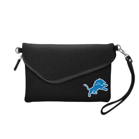 Detroit Lions Fold Over Crossbody Pebble - Black