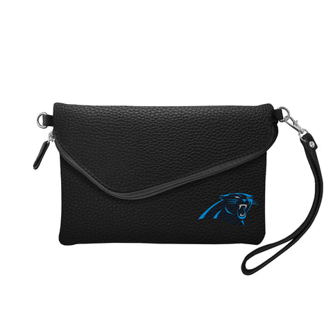 Carolina Panthers Fold Over Crossbody Pebble - Black