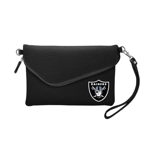 Oakland Raiders Fold Over Crossbody Pebble - Black