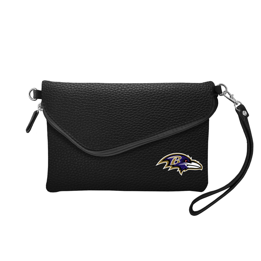 Baltimore Ravens Fold Over Crossbody Pebble - Black