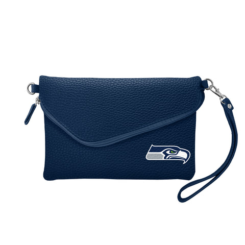 Seattle Seahawks Fold Over Crossbody Pebble - NAVY