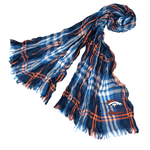 Denver Broncos Crinkle Scarf Plaid - NVORN