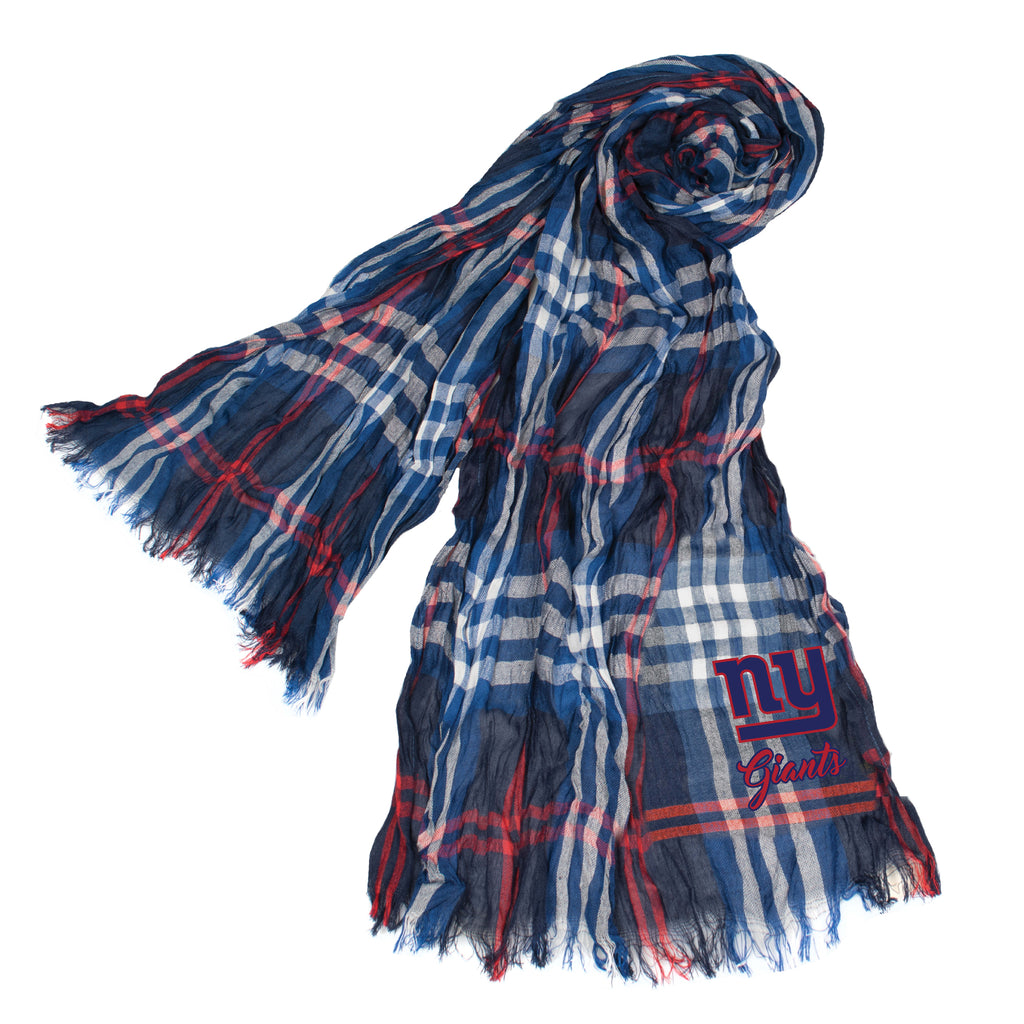 New York Giants Crinkle Scarf Plaid - Navy/Red