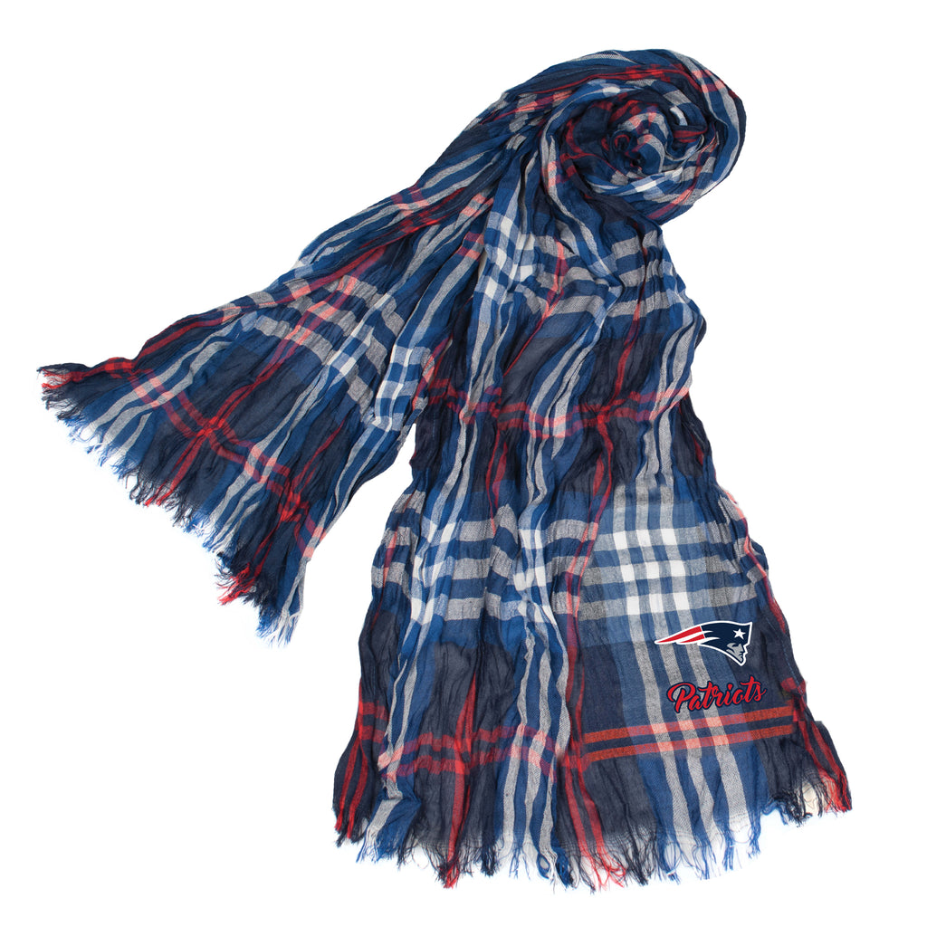 New England Patriots Crinkle Scarf Plaid - Navy/Red