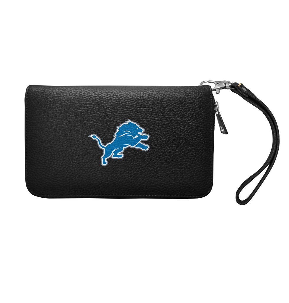Detroit Lions Zip Organizer Wallet Pebble - Black