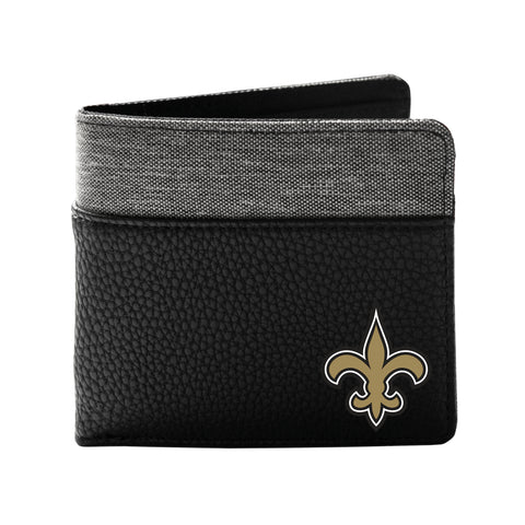 New Orleans Saints Pebble Bifold Wallet - Black