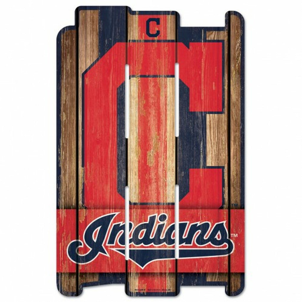 Cleveland Indians Sign 11x17 Wood Fence Style 