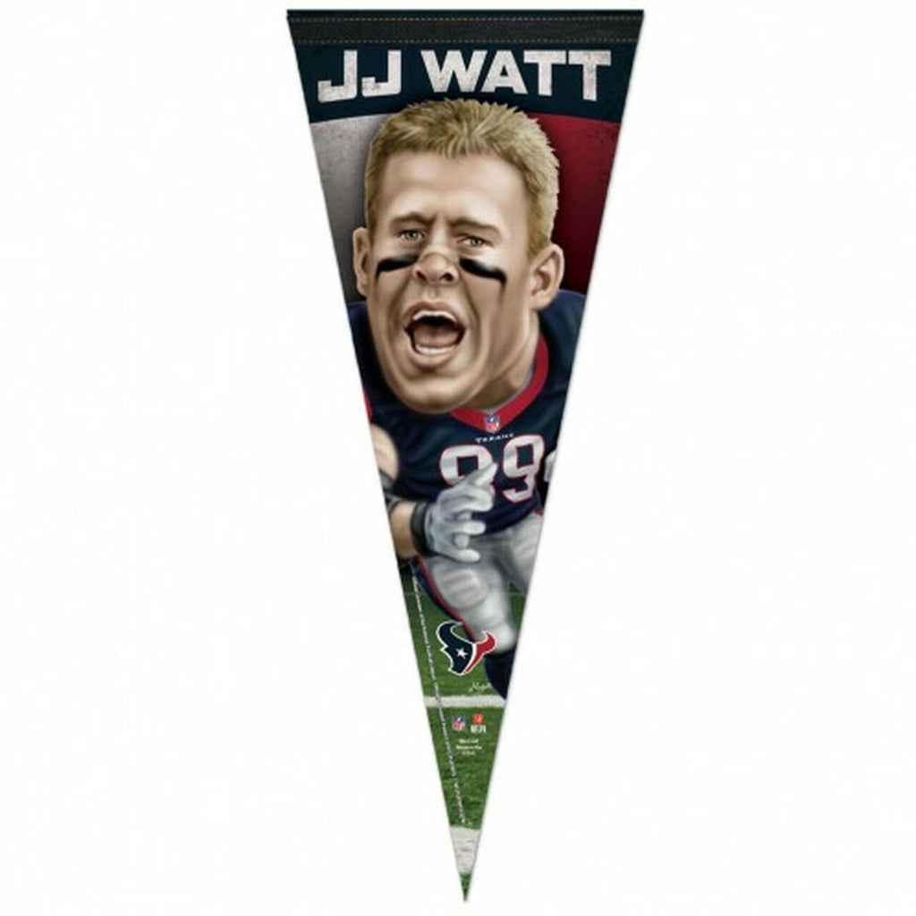 Houston Texans Pennant 12x30 Premium Style J.J. Watt Caricature Design 