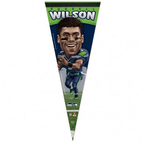 Seattle Seahawks Pennant 12x30 Premium Style Russell Wilson Caricature Design Special Order