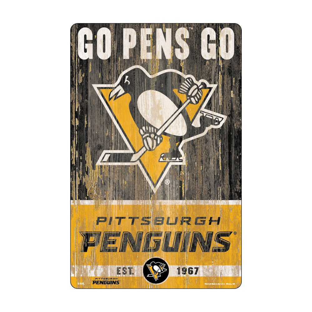 Pittsburgh Penguins Sign 11x17 Wood Slogan Design 