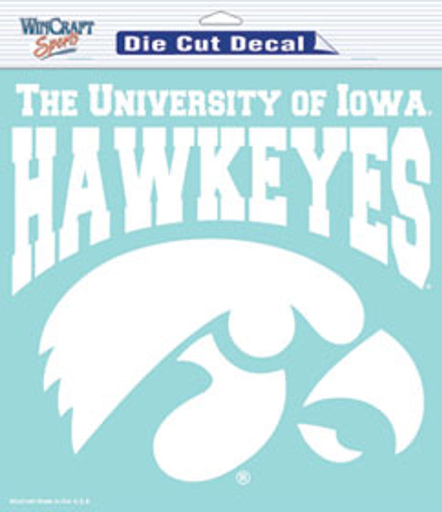 Iowa Hawkeyes Decal 8x8 Die Cut White