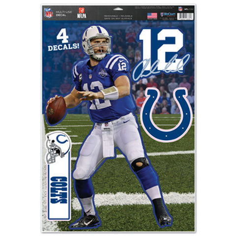 Indianapolis Colts Decal 11x17 Multi Use Andrew Luck Design Cut to Logo 4 Piece 