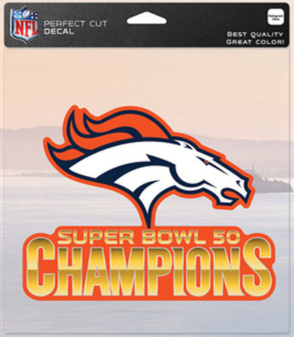 Denver Broncos Decal 8x8 Perfect Cut Color Super Bowl 50 Champion Design 