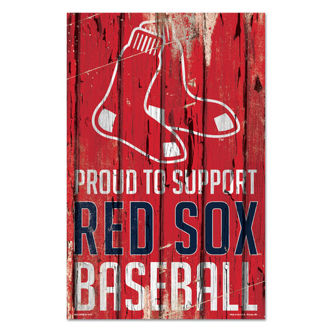 Boston Red Sox Sign 11x17 Wood Proud to Support Design