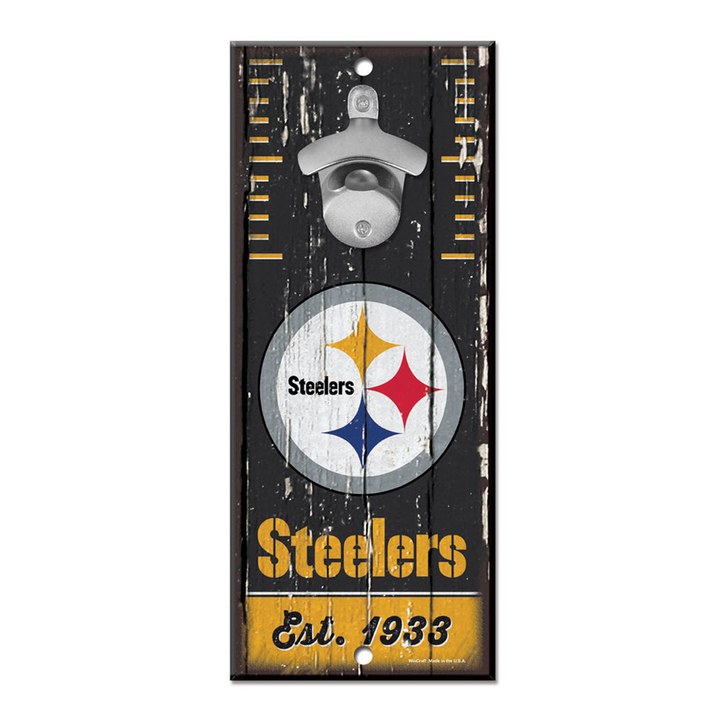 Pittsburgh Steelers Sign Wood 5x11 Bottle Opener