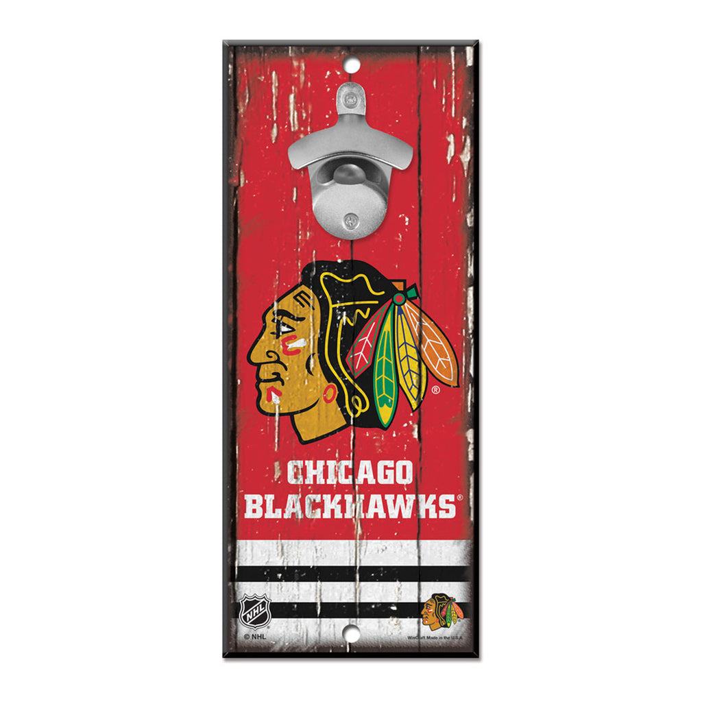 Chicago Blackhawks Sign Wood 5x11 Bottle Opener Special Order