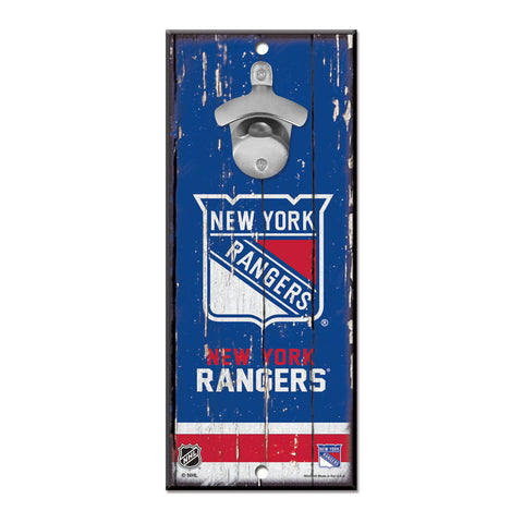 New York Rangers Sign Wood 5x11 Bottle Opener