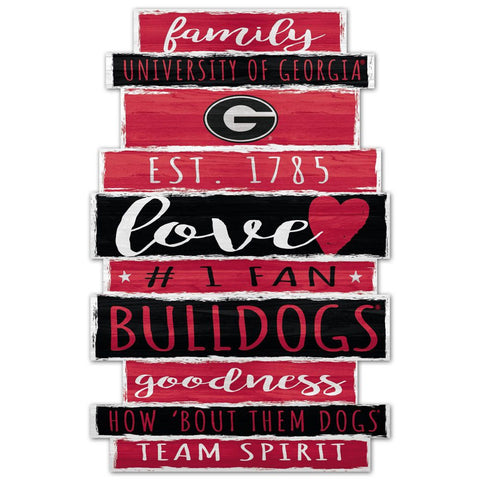 Georgia Bulldogs Sign 11x17 Wood Family Word Design