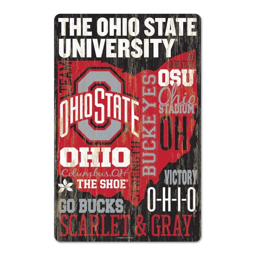 Ohio State Buckeyes Sign 11x17 Wood Wordage Design 