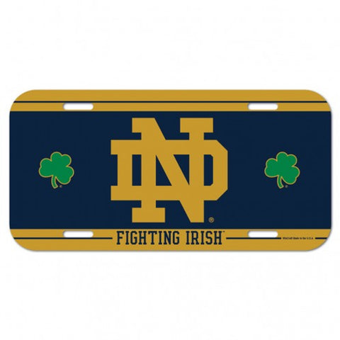 Notre Dame Fighting Irish License Plate Plastic Shamrocks Design