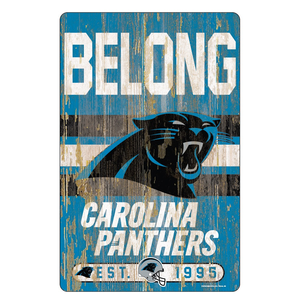 Carolina Panthers Sign 11x17 Wood Slogan Design 