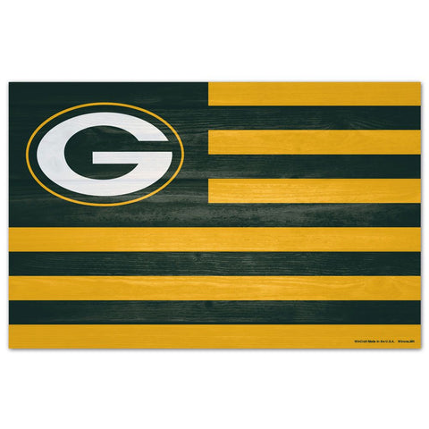 Green Bay Packers s Sign 11x17 Wood American Flag Design Special Order