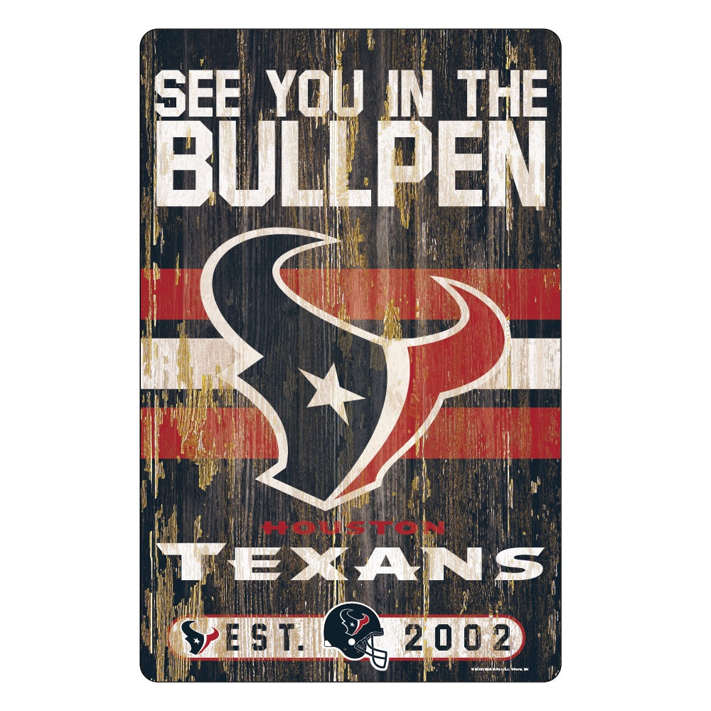 Houston Texans Sign 11x17 Wood Slogan Design 