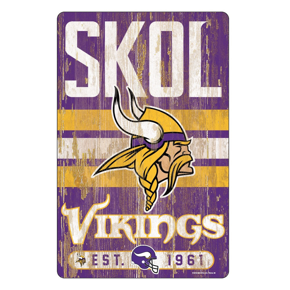 Minnesota Vikings Sign 11x17 Wood Slogan Design 