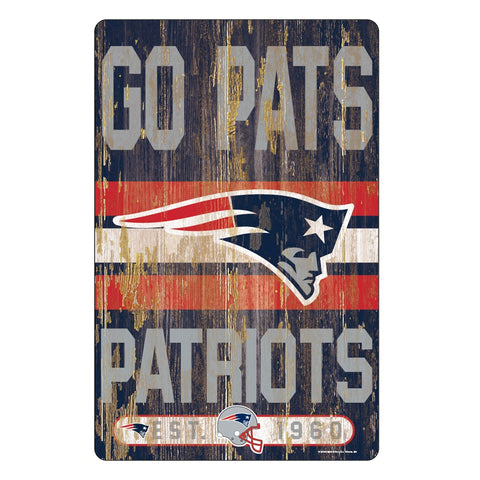 New England Patriots Sign 11x17 Wood Slogan Design 