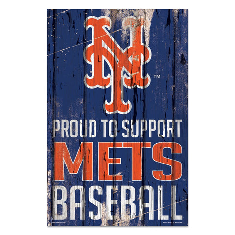 New York Mets Sign 11x17 Wood Proud to Support Design Special Order