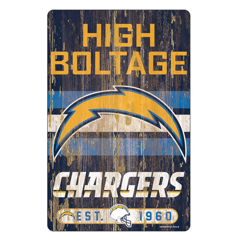 Los Angeles Chargers Sign 11x17 Wood Slogan Design 