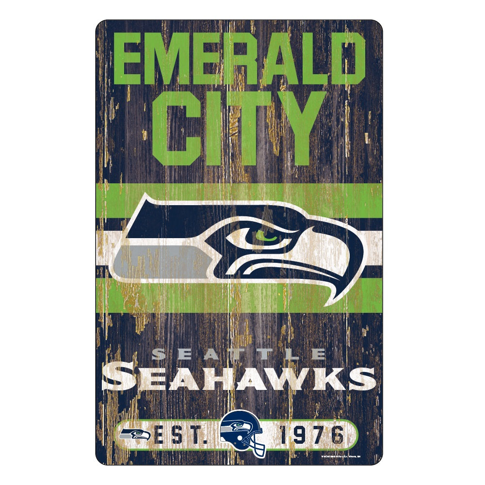 Seattle Seahawks Sign 11x17 Wood Slogan Design 