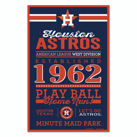 Houston Astros Sign 11x17 Wood Established Design Special Order