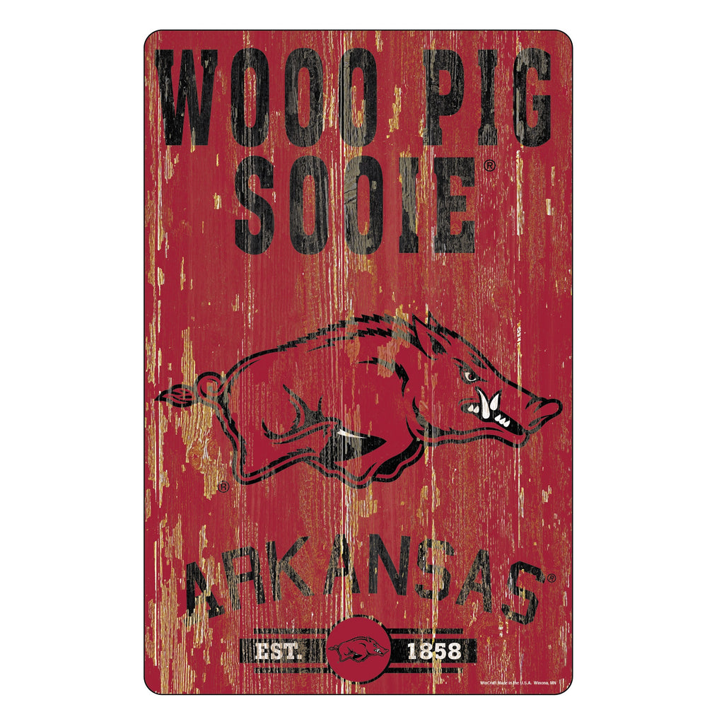 Arkansas Razorbacks Sign 11x17 Wood Slogan Design 