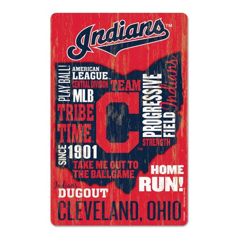 Cleveland Indians Sign 11x17 Wood Wordage Design 