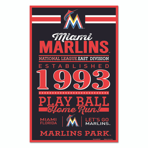 Miami Marlins Sign 11x17 Wood Established Design Special Order