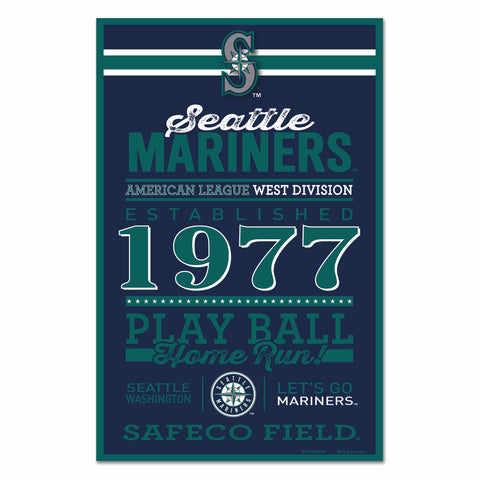 Seattle Mariners Sign 11x17 Wood Established Design Special Order