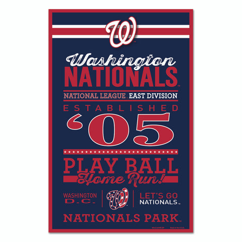 Washington Nationals Sign 11x17 Wood Established Design Special Order