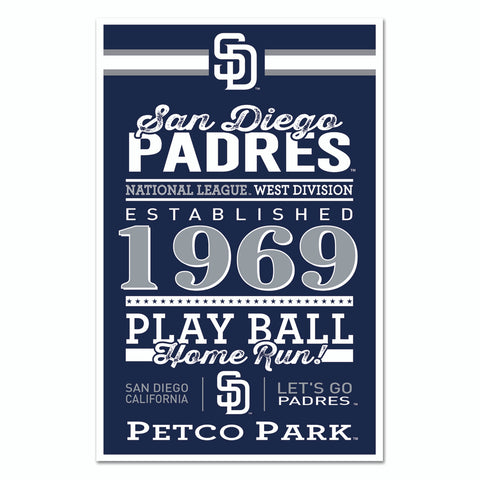 San Diego Padres Sign 11x17 Wood Established Design Special Order