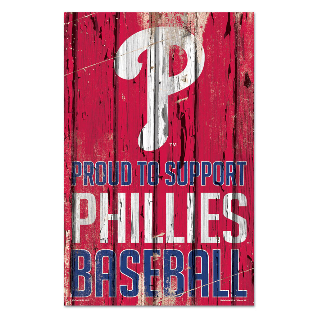 Philadelphia Phillies Sign 11x17 Wood Proud to Support Design Special Order