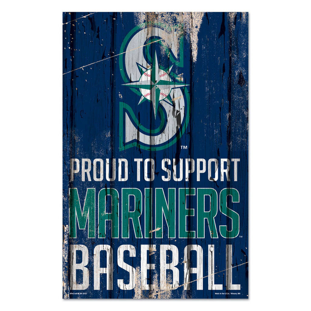 Seattle Mariners Sign 11x17 Wood Proud to Support Design Special Order