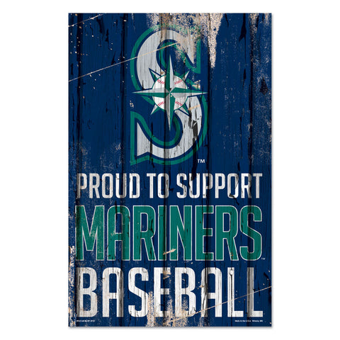Seattle Mariners Sign 11x17 Wood Proud to Support Design Special Order